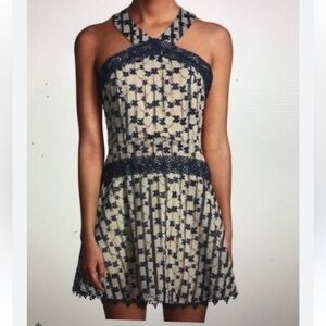 Foxiedox Nordstrom NWT Womens flounce floral lace halter short dress. XS